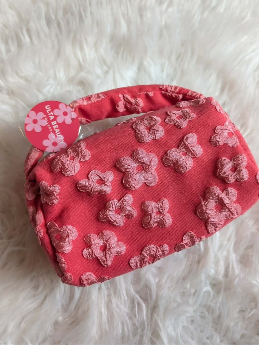 Nwt Ulta Beauty Pink Coral Floral Mini Handbag Makeup Bag Limited Edition Cute